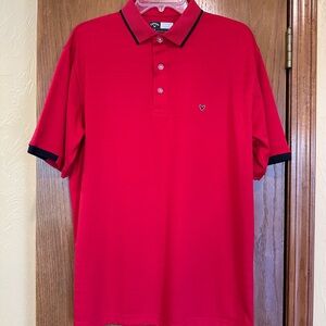 Callaway Short Shirt Mens Medium Red Texture Stripe Golf Polo Opti Dri